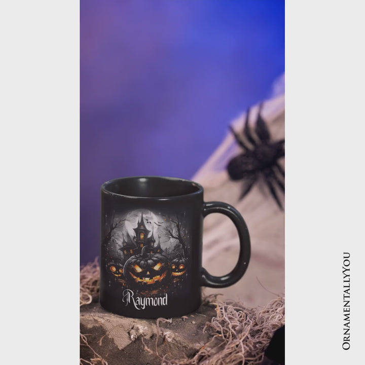 Pumpkin Halloween Personalized Mug, Spooky Horror Gift with Custom Name