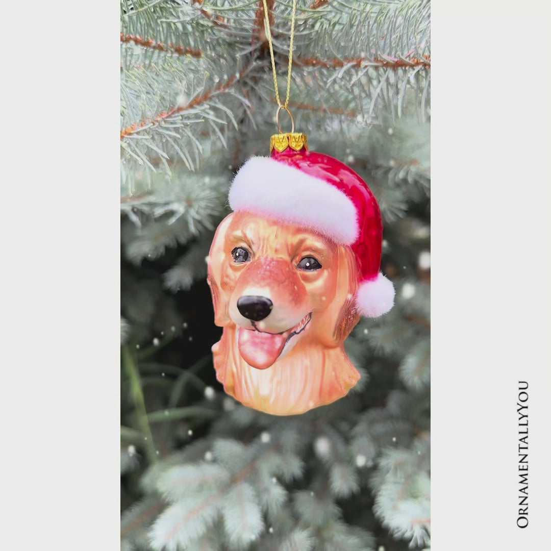 Golden Retriever Glass Christmas Ornament, Labrador Tree Decoration