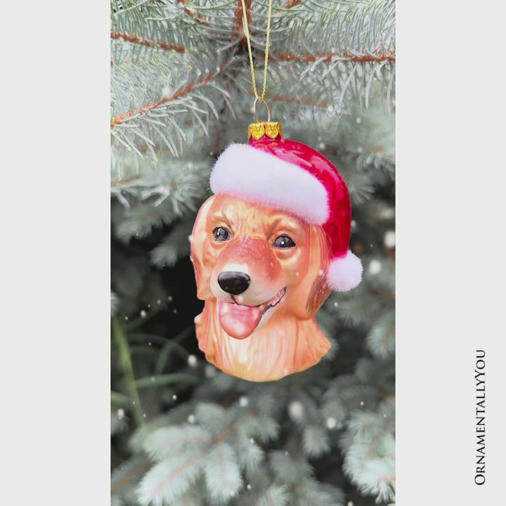 Golden Retriever Glass Christmas Ornament, Labrador Tree Decoration