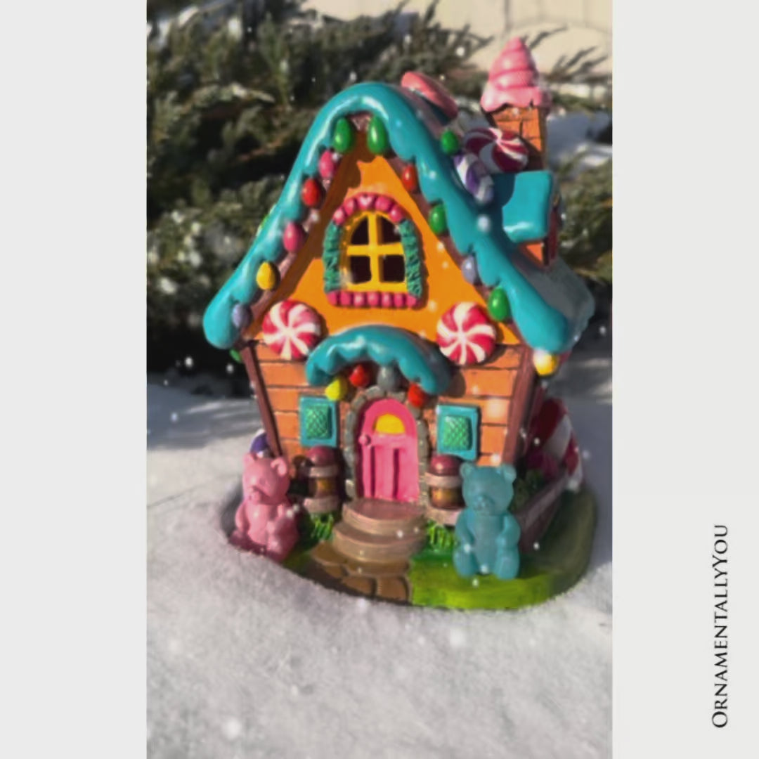 Sugary Haven Candy House Tabletop Figurine, 7" LED Christmas Gingerbread Style Home Decoration
