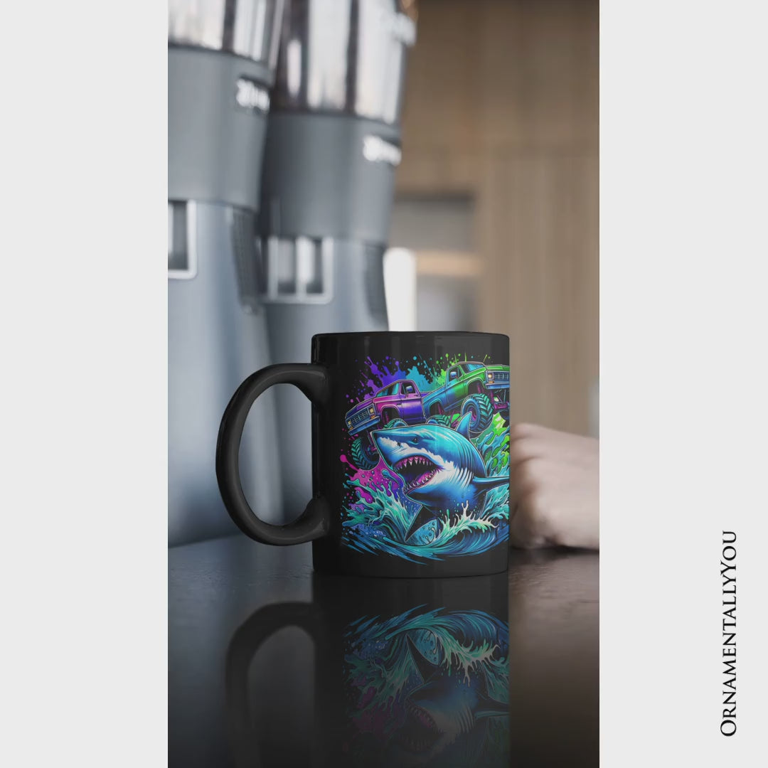Trucks Shark Neon Mug, Cool Ocean Animal Gift