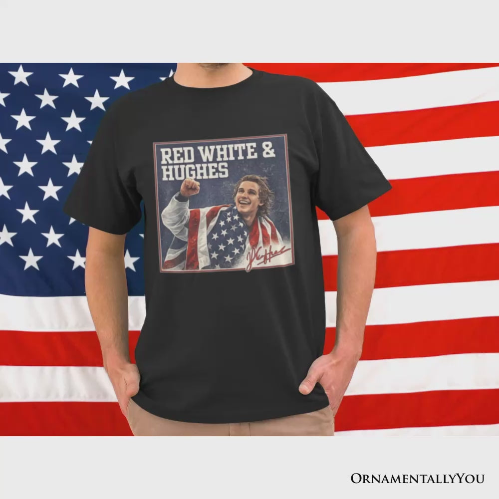 Jack Hughes USA Gold Hockey T-Shirt, American Sport Pride Tee