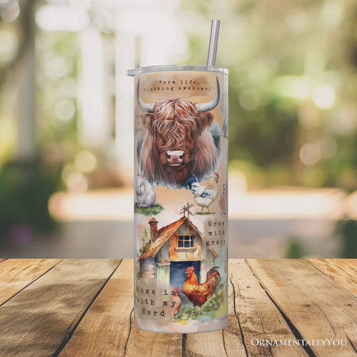 Agricultural Dream 20oz Personalized Tumbler With Lid and Stainless Steel Straw, Farm Life Quotes Gift Cup