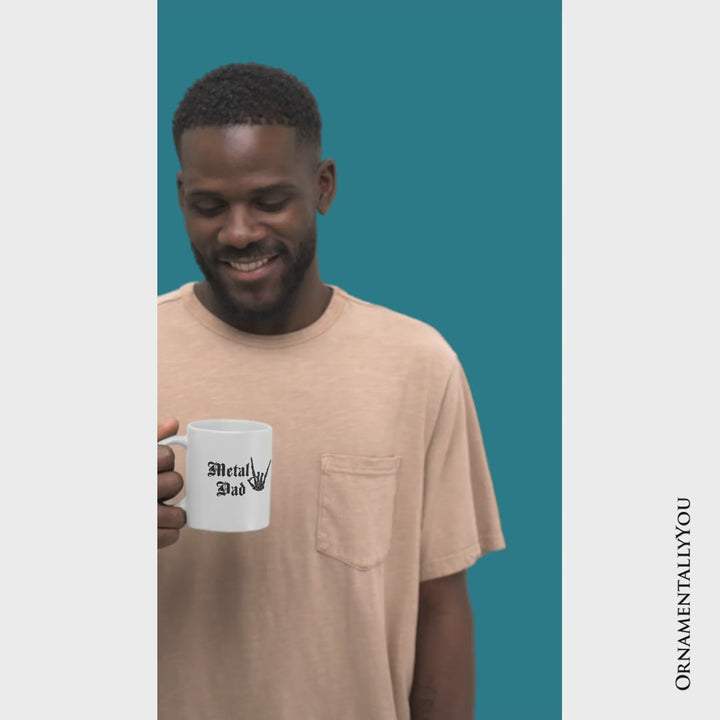 Metal Dad Skeleton Mug, Rock Music Hand Sign Gift