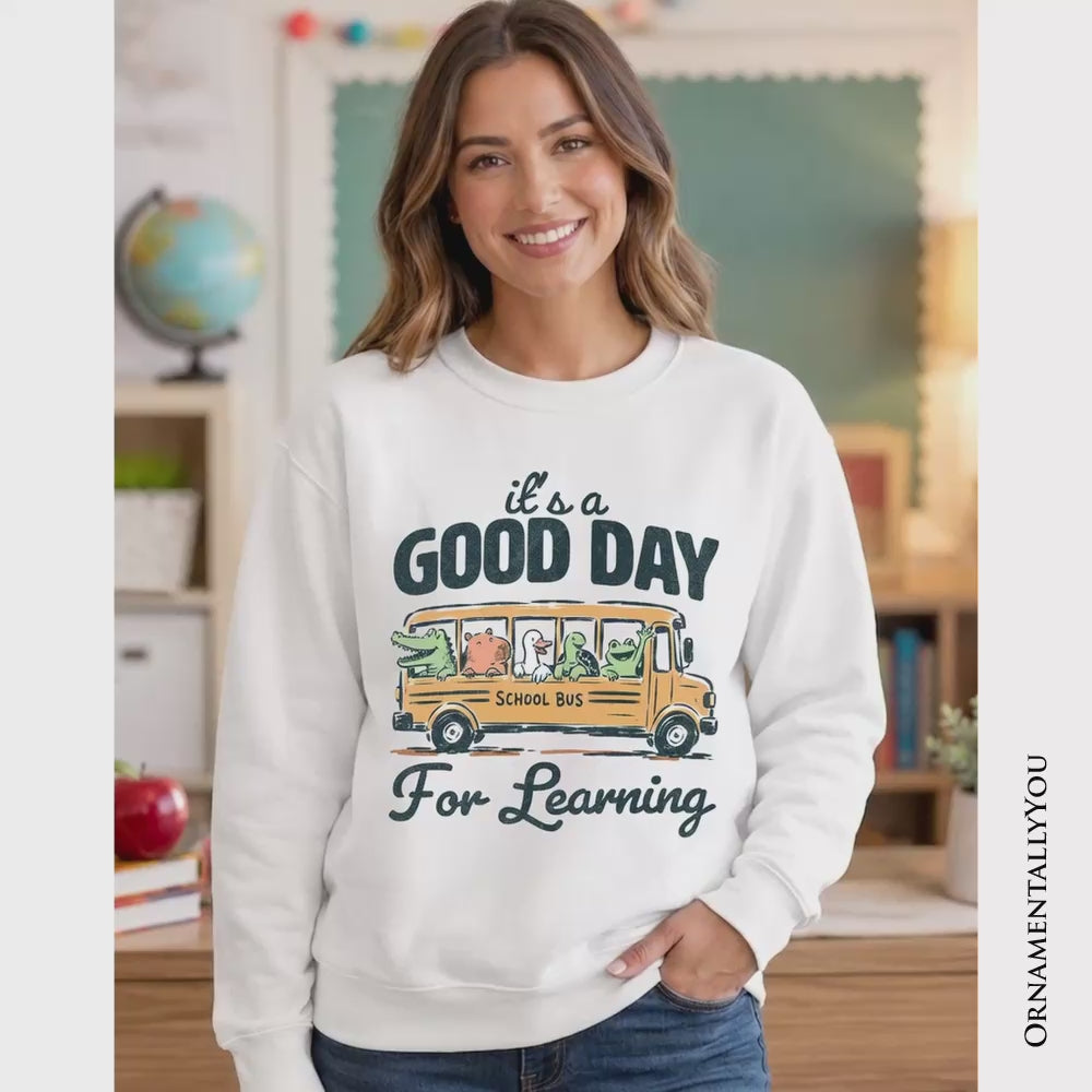 Vintage Good Day for Learning School Bus Sweatshirt, Back to School Sweater