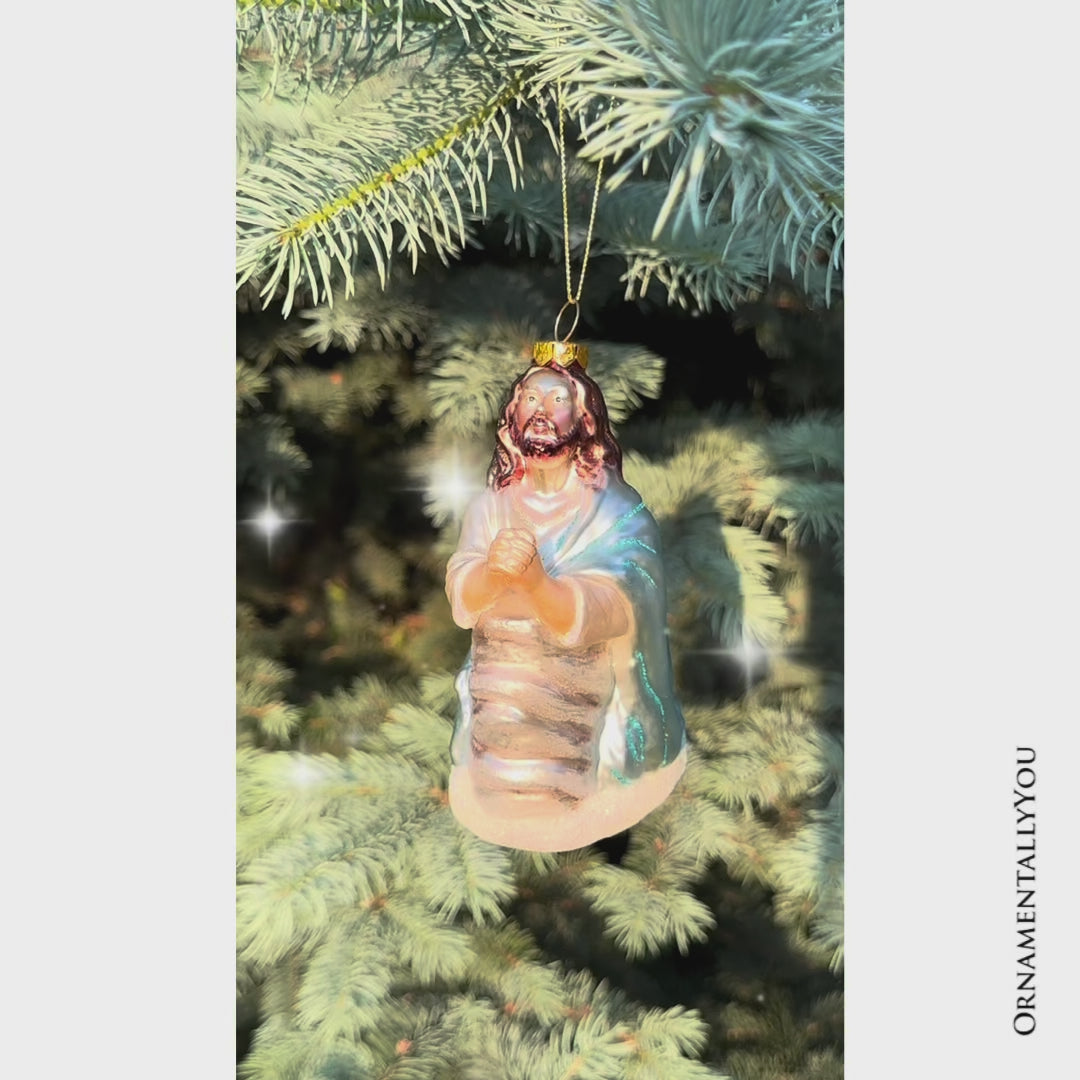 (Pre-Order) Praying Jesus Handcrafted Glass Christmas Ornament, Religious Christian Tree Decoration