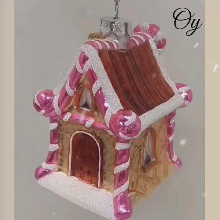 Sweet Treat Cottage Candy Lane House Glass Christmas Ornament