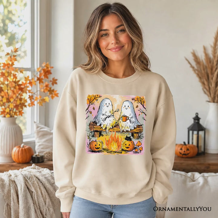 Cozy Campfire Ghosts Sweatshirt, Fall Halloween Pumpkin Sweater