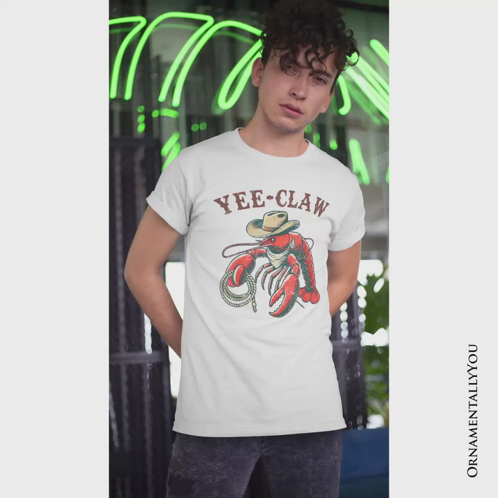 Yee Claw Lobster Western T-Shirt, Funny Cowboy Animal Tee