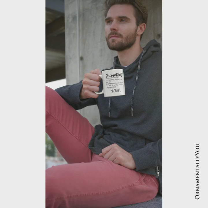Accountant Definition Personalized Mug, Finance Office Employee Funny Quote Gift with Custom Name
