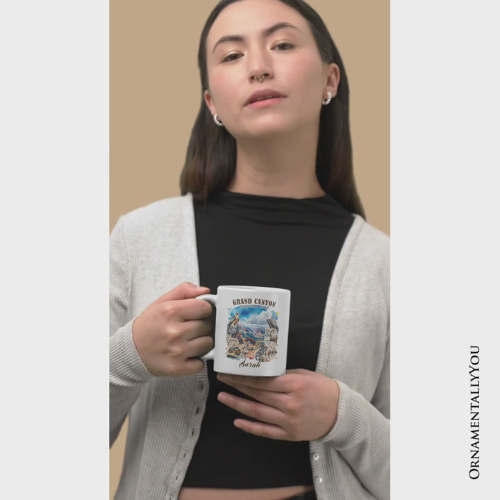 Breathtaking Grand Canyon Handmade Personalized Mug, Vintage Arizona Nature and National Park Gift with Custom Name