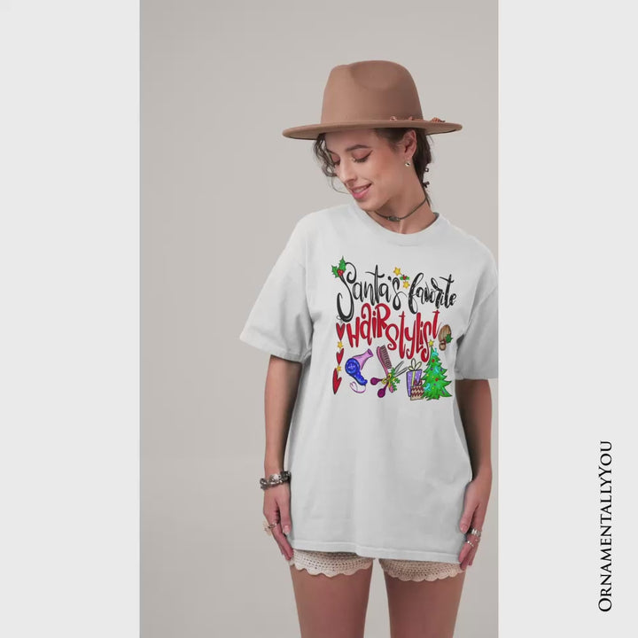 Santa’s Favorite Hairstylist T-Shirt, Festive Holiday Tee