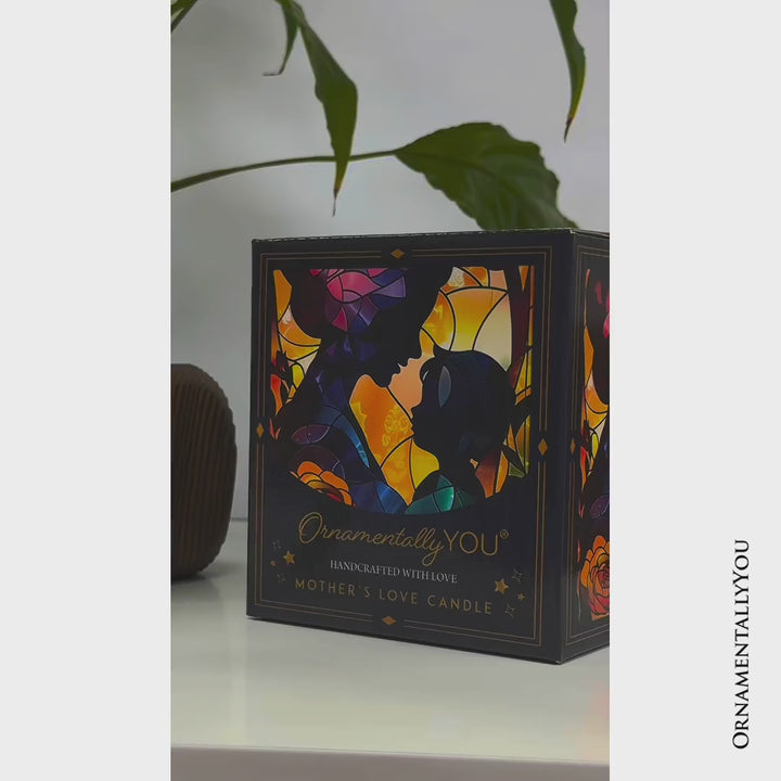 Mother and Child Faux Stained Glass LED Tea Light Candle, Charming Tabletop Decor With Soft Glow