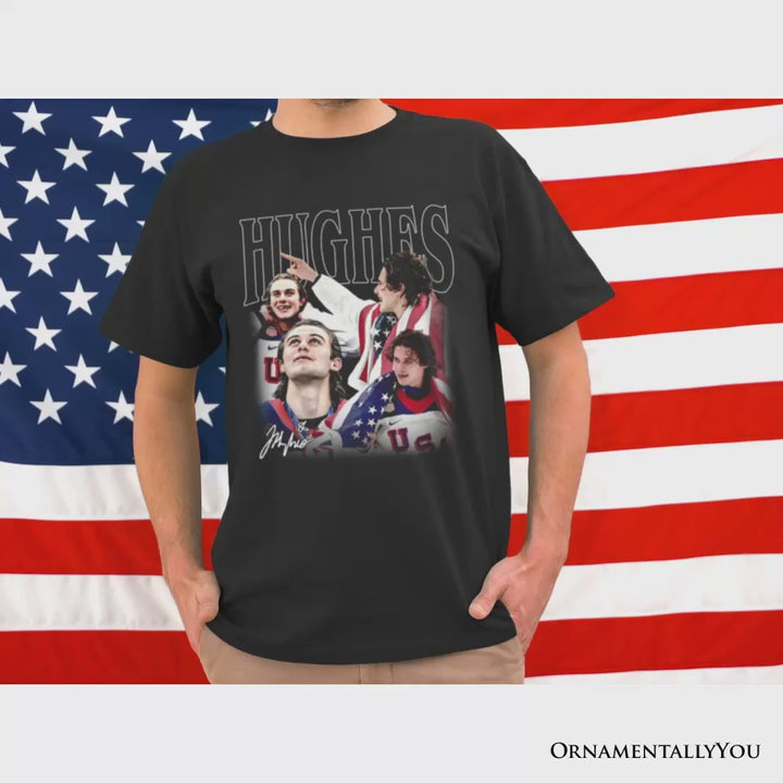 Jack Hughes Olympic Ice Hockey T-Shirt, USA Professional Sport Pride Tee