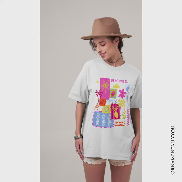 Beach Vibes Patchwork Summer T-Shirt, Preppy Beach Aesthetic Tee