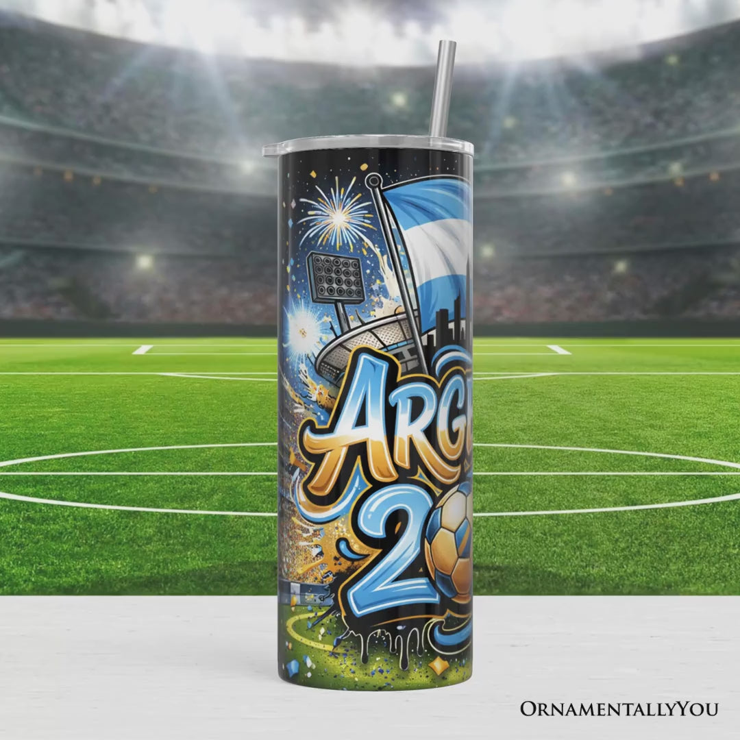 Argentina 2026 Soccer Cup Global Championship 20oz Tumbler With Lid and Stainless Steel Straw, Fans Football Gift Cup