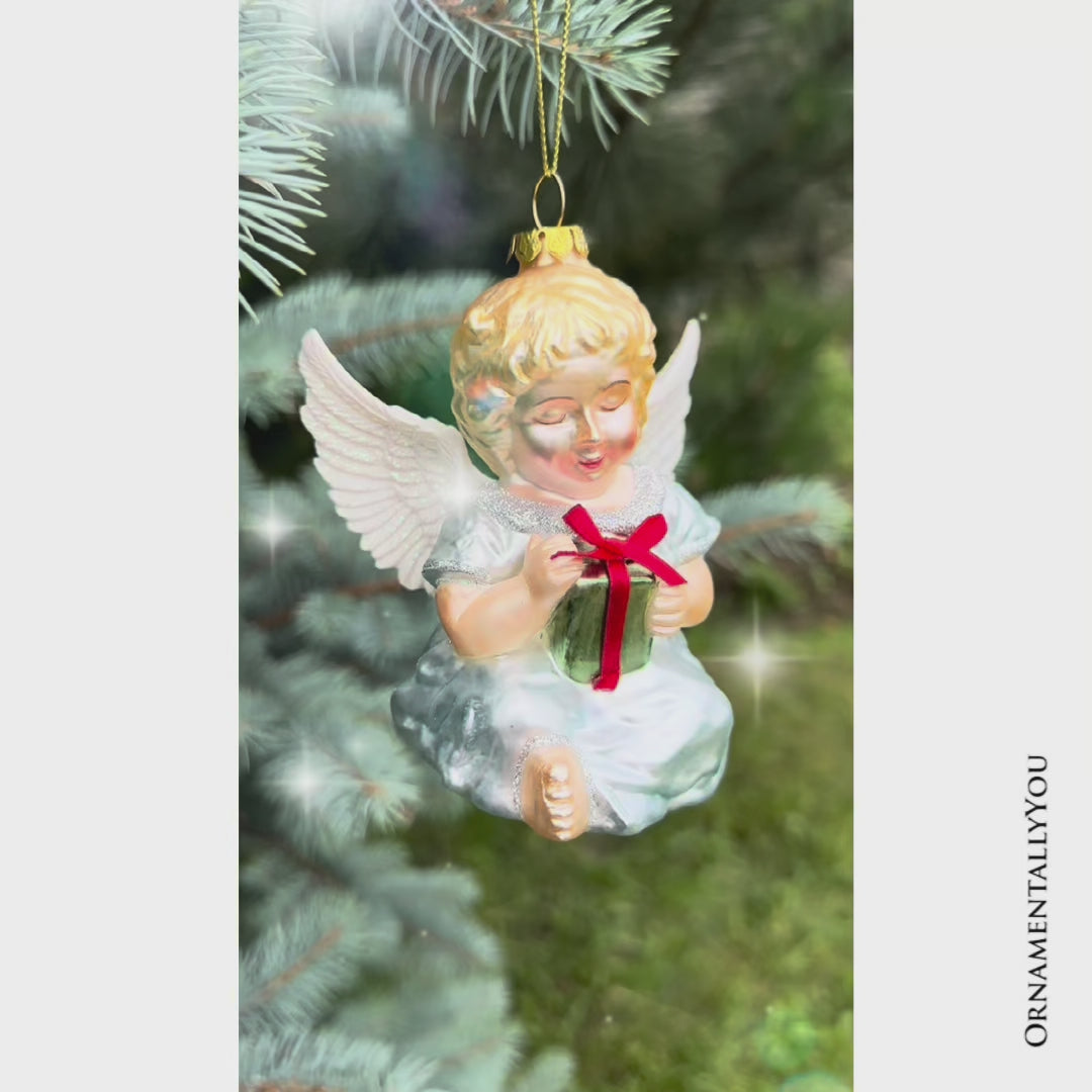 Vintage Angel Handpainted Classic Glass Christmas Ornament, Sentimental Faith Gift