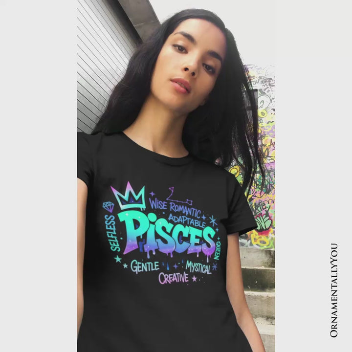 Pisces Graffiti Zodiac T-Shirt, Street Style Astrology Horoscope Tee