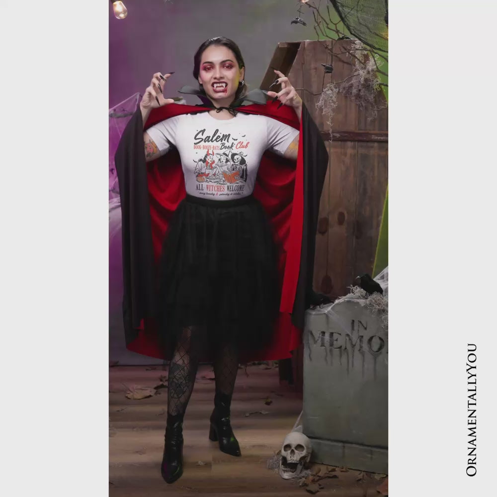 Salem Book Club Witches T-Shirt, Spooky Halloween Reading Girl Tee