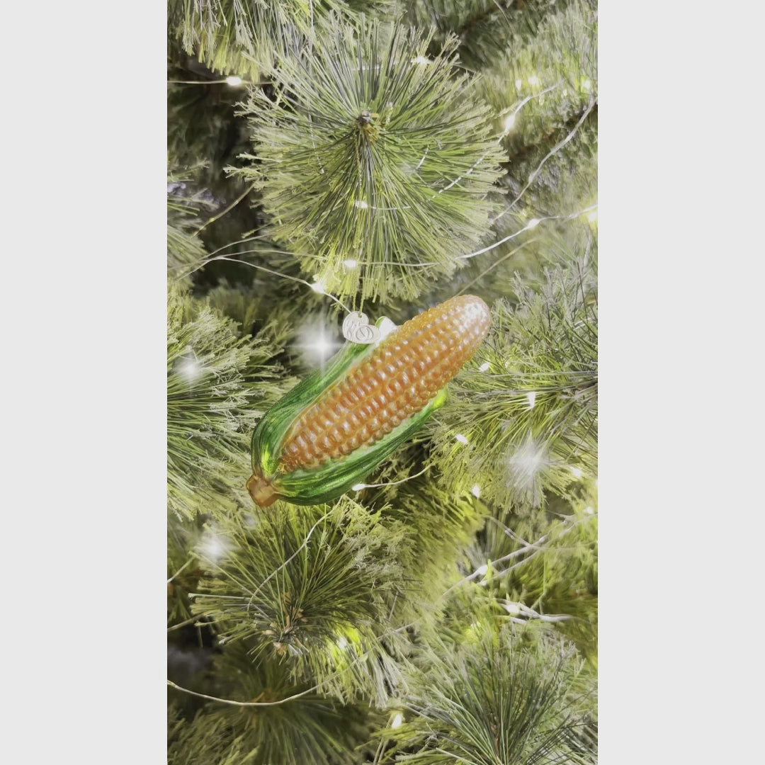 Charming Corn Glass Christmas Ornament, Farmer Style Tree Decor