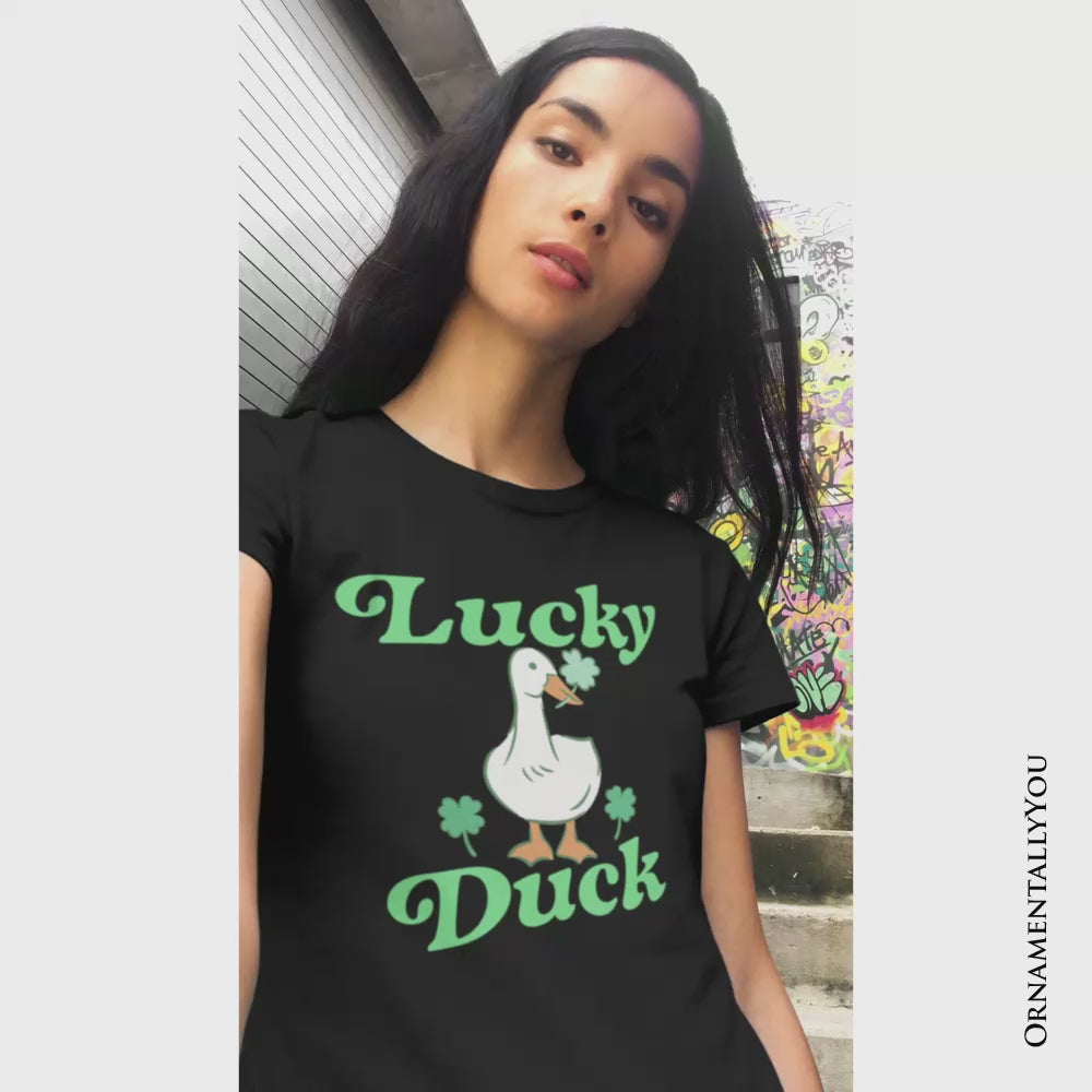 Lucky Duck St Patrick’s Day Shamrock T-Shirt, Cute Clover Tee