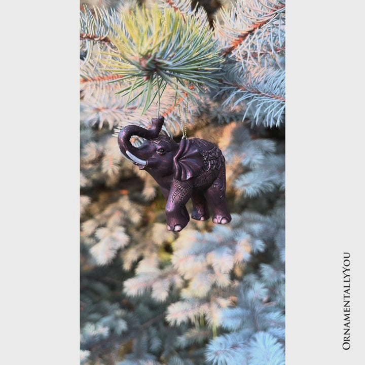 (Pre-Order) Boho Elephant Ornament, Exotic Resin Christmas Tree Decor
