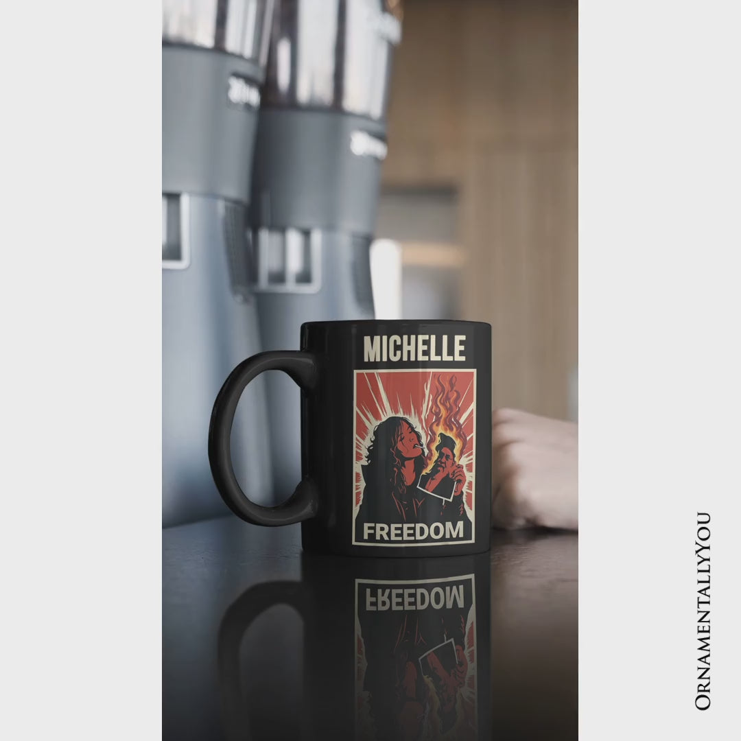 Freedom Free Iran Protest Personalized Mug, Persian Revolution Activist Gift with Custom Name