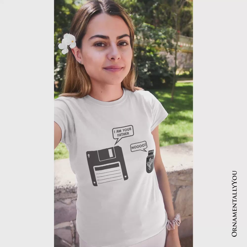 I Am Your Father Floppy Disk T-Shirt, Funny USB Retro Dad Computer Nerd Tee