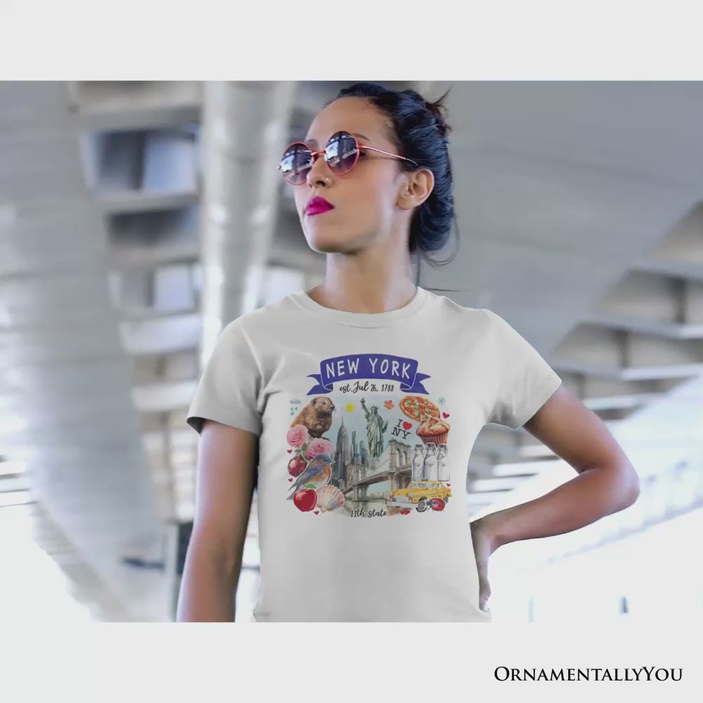 Artistic New York State Themes and Landmarks T-Shirt, Tee for History and Travel Lovers