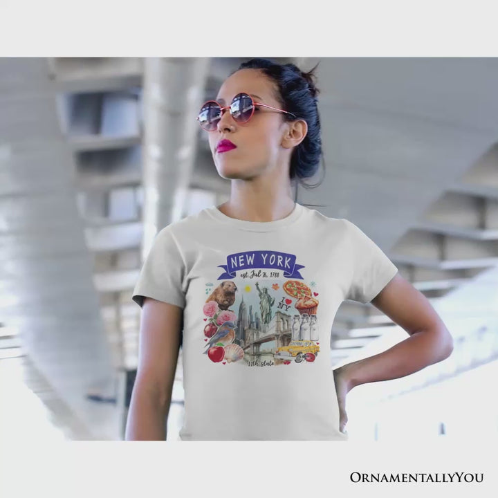 Artistic New York State Themes and Landmarks T-Shirt, Tee for History and Travel Lovers