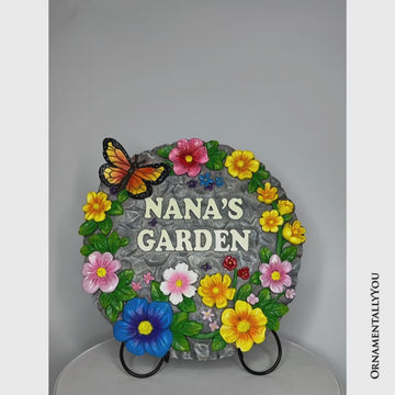 Nana’s Garden Floral Stepping Stone, 9.5" Decorative and Gift for Grandmother
