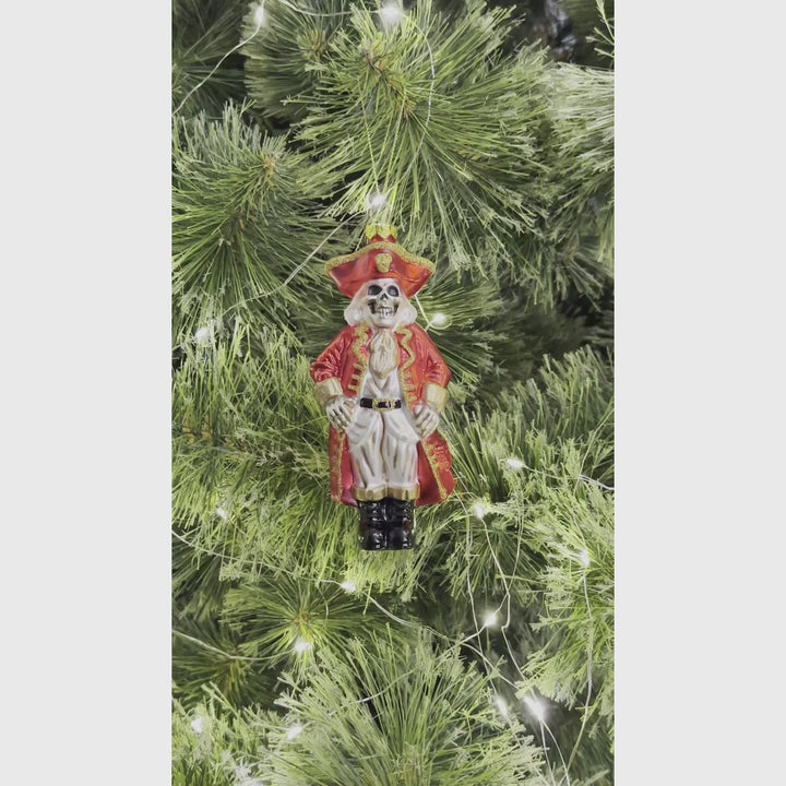 Spooky Pirate of the High Seas Glass Ornament, Creepy Halloween Tree Decoration