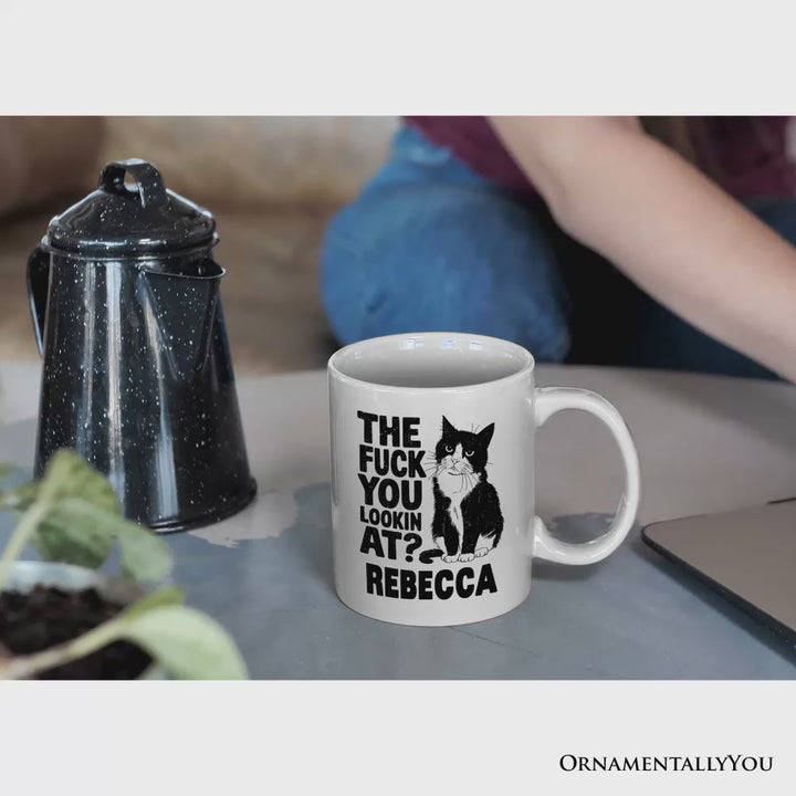 What Are You Looking At Personalized Mug, Cat Lover Gift With Custom Name