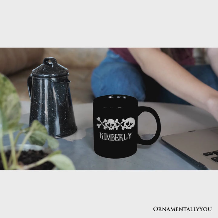 XOXO Skulls Anti-Valentine Personalized Mug, Sarcastic Skeletons Love Gift with Custom Name