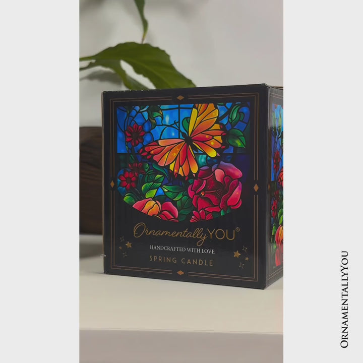 Butterfly Faux Stained Glass LED Tea Light Candle, Sentimental Tabletop Spring Decor With Soft Glow