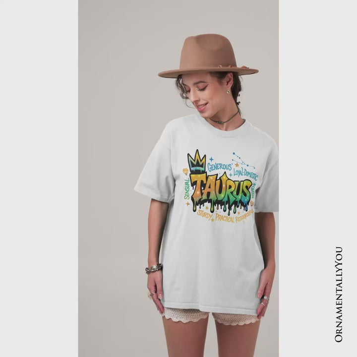 Taurus Graffiti Zodiac T-Shirt, Street Style Astrology Horoscope Tee
