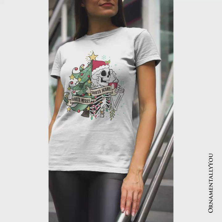 Sorta Merry Christmas Skeleton, Sarcastic Holiday Tee