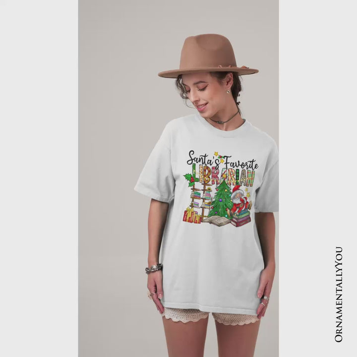 Santa’s Favorite Librarian T-Shirt, Merry Christmas Tee
