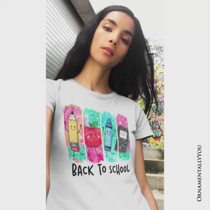 Brushstroke Back to School T-Shirt, Apple Pencil Notebook Tee for Teachers