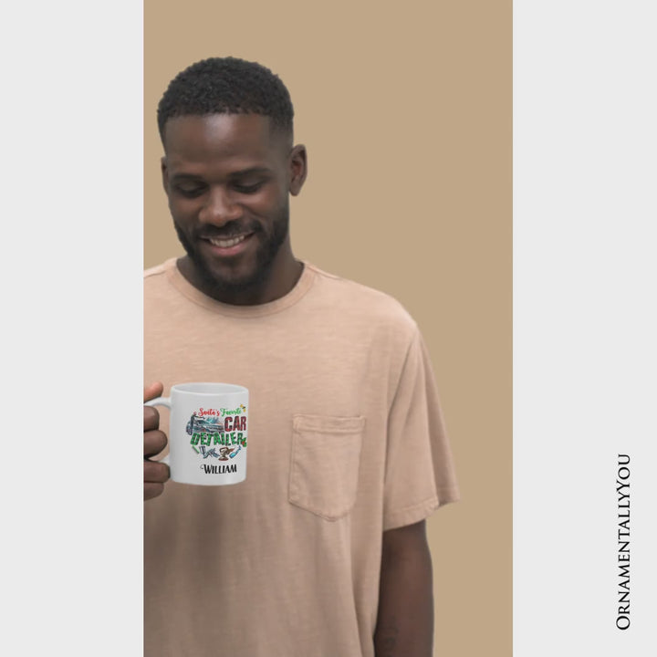 Santa's Favorite Car Detailer Personalized Mug, Christmas Appreciation Gift for Auto Detailing Experts with Custom Name