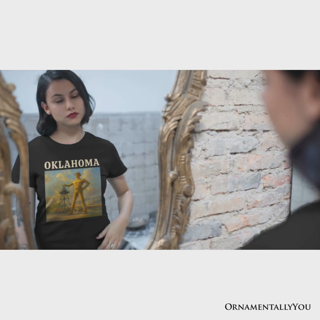 Iconic Oklahoma State Oil Heritage T-Shirt, Tulsa Golden Driller Landmark Tee and Travel Souvenir