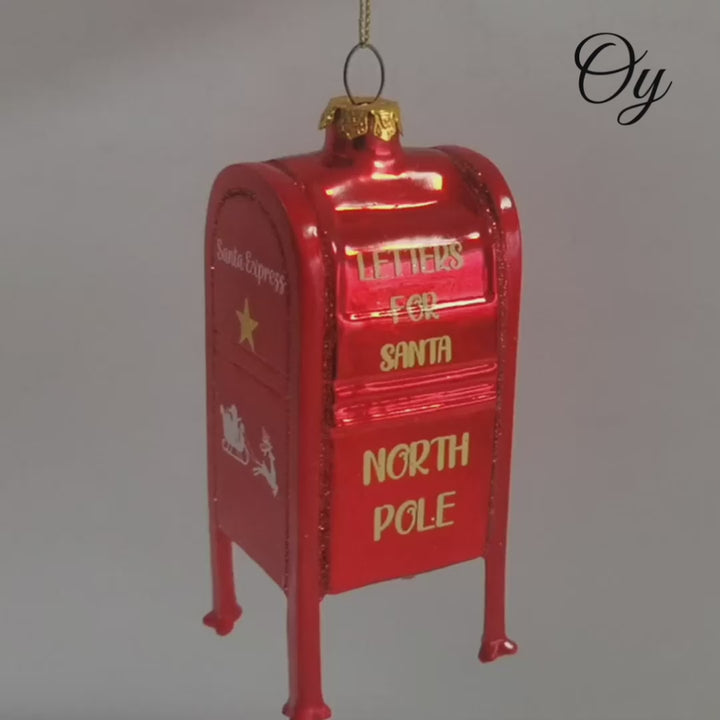 Letters for Santa Mailbox Glass Christmas Ornament