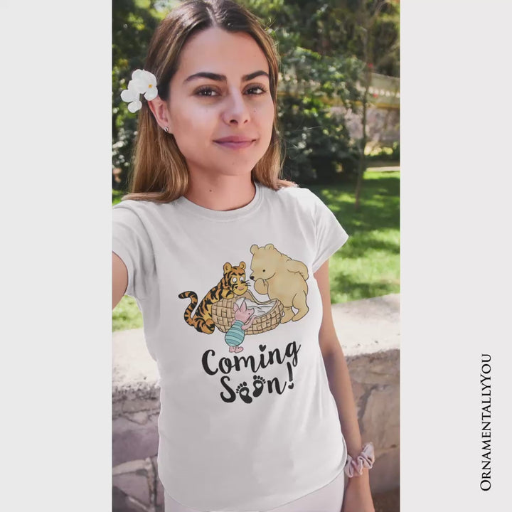 Pregnancy Announcement With Pooh & Tiger T-Shirt, Coming Soon Tee for Expecting Moms