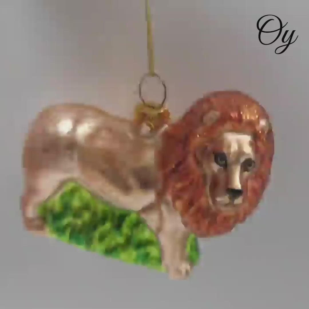 Lion Glass Christmas Ornament