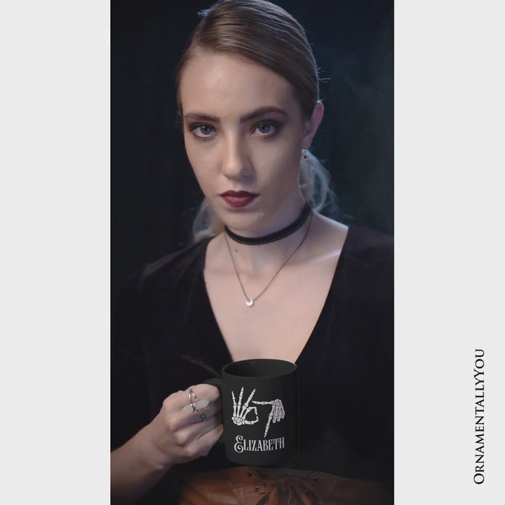 67 Skeleton Hands Personalized Mug, Six Seven Funny Meme Gift with Custom Name