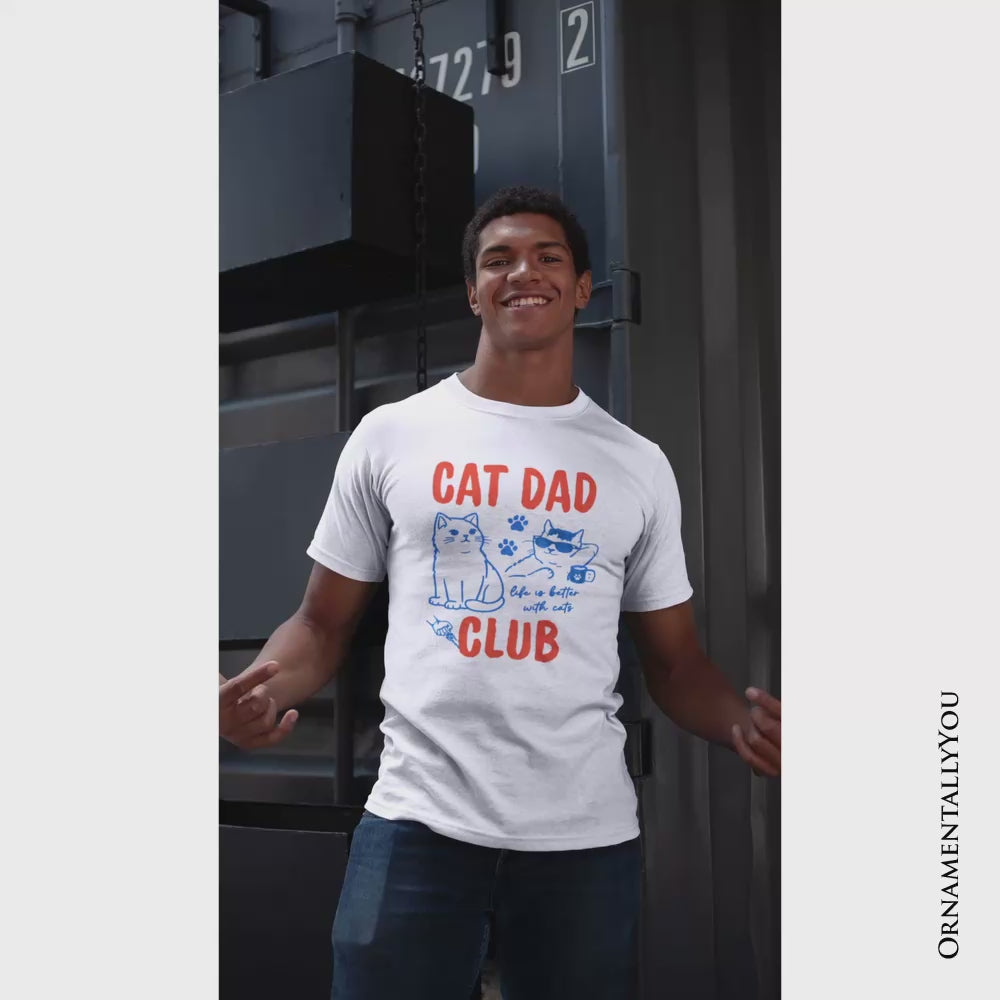 Cat Dad Club Retro T-Shirt, Funny Father's Day Tee