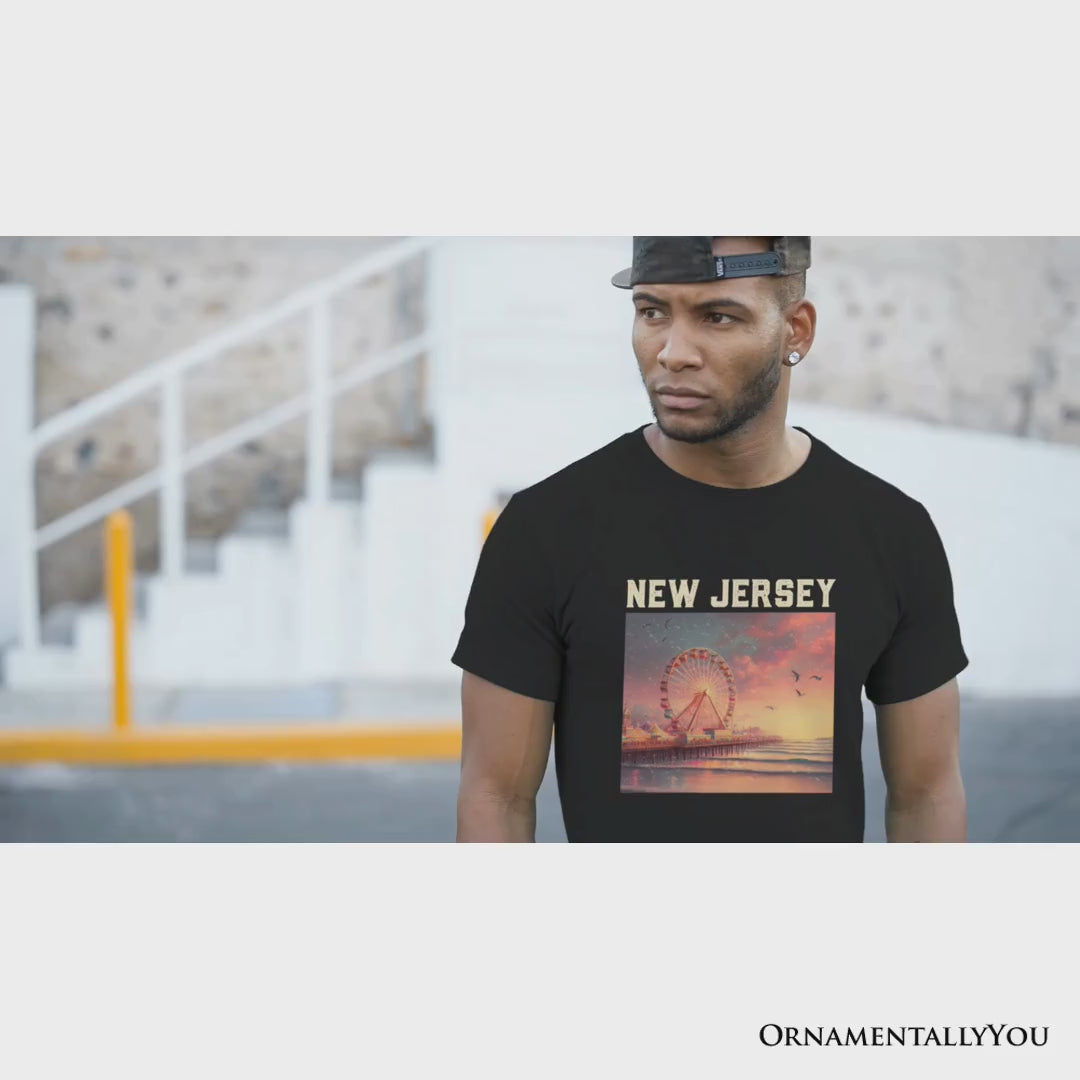 Vibrant The Wheel New Jersey State T-Shirt, Atlantic City Shore Tee and East Coast Souvenir