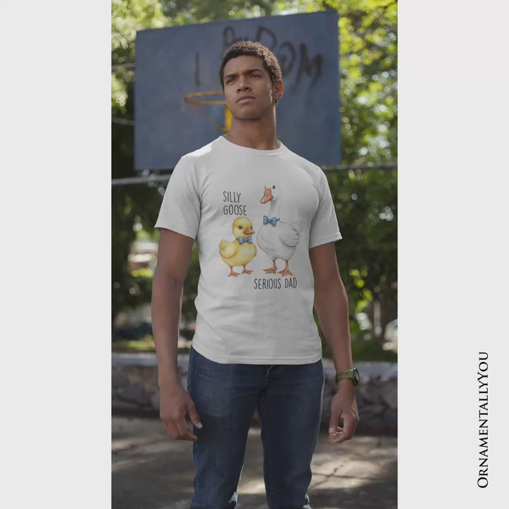 Silly Goose Serious Dad Tie T-Shirt, Cute Duo Fathers Tee