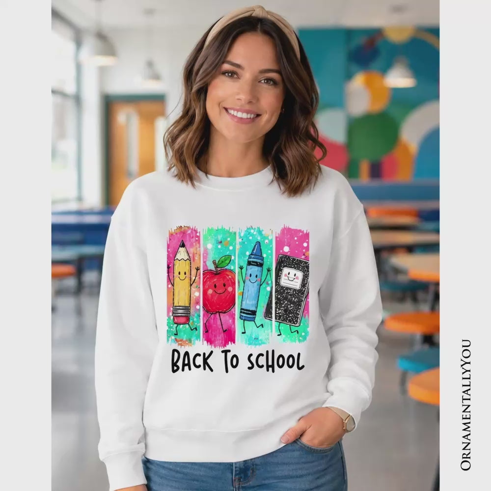 Brushstroke Back to School Sweatshirt, Apple Pencil Notebook Sweater