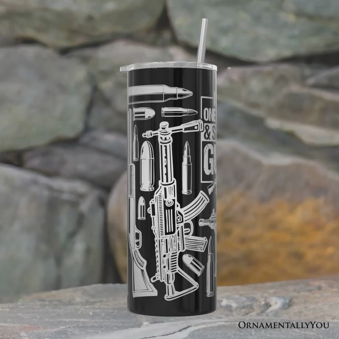 Patriotic 2nd Amendment 20oz Personalized Tumbler With Lid and Stainless Steel Straw, I Love One Woman and Guns Gift Cup